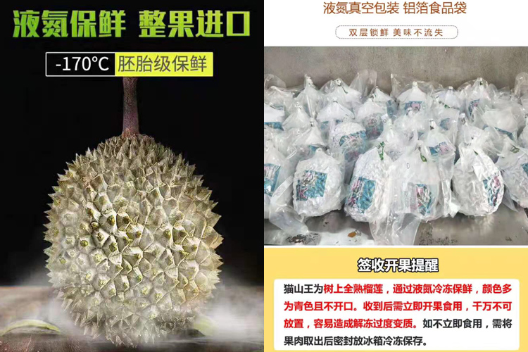 貓山王榴蓮液氮鎖鮮 貓山王榴蓮液氮鎖鮮