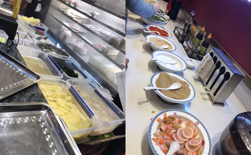 蜀鎮鮮貨火鍋門頭和佐料區 蜀鎮鮮貨火鍋門頭和佐料區