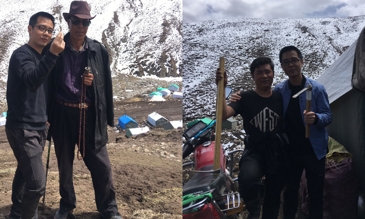 與采挖新鮮冬蟲夏草的大叔和小哥合影 與采挖新鮮冬蟲夏草的大叔和小哥合影